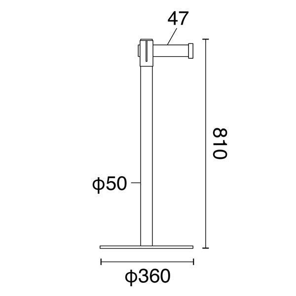 ベルトパーテーション [組立て済] SUS-3B H80cm ｜ポール黒/ベルト赤
