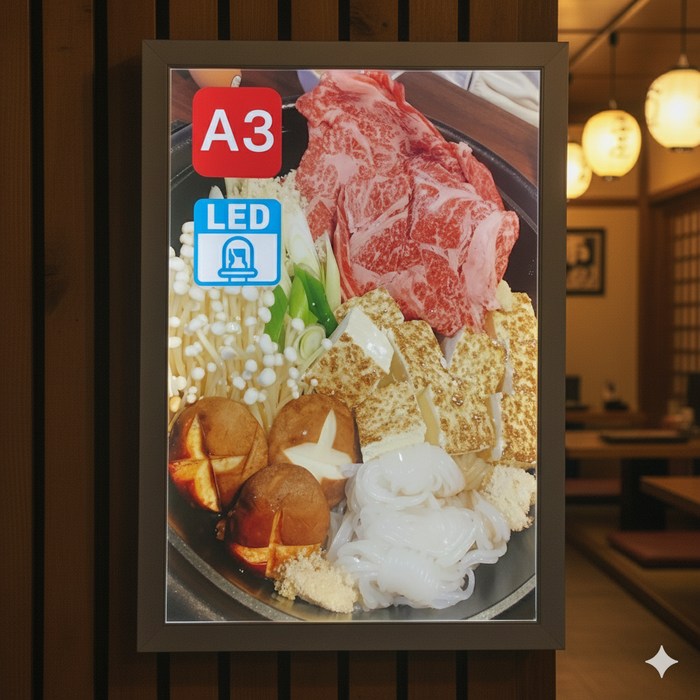 【アウトレット】 LED ポスターパネル A3 シルバー 【在庫限り】 フレーム幅22mm