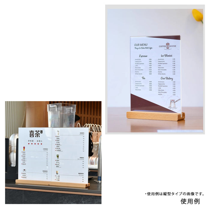 アクリル製 POP立て | 縦型  台座四角タイプ