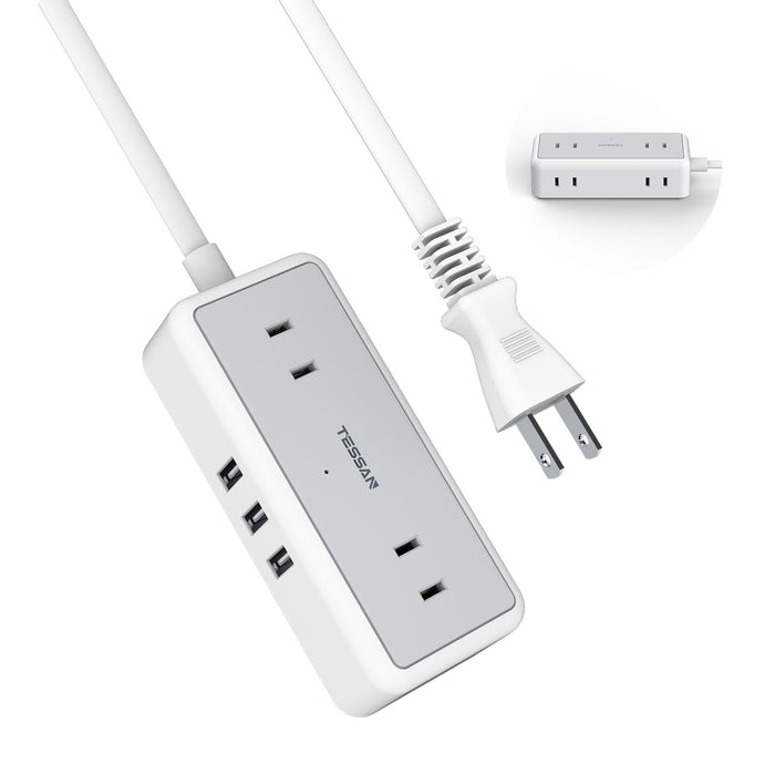 延長コード 2m 電源タップ AC 4口 USB-A 3口 TS-704 TESSAN