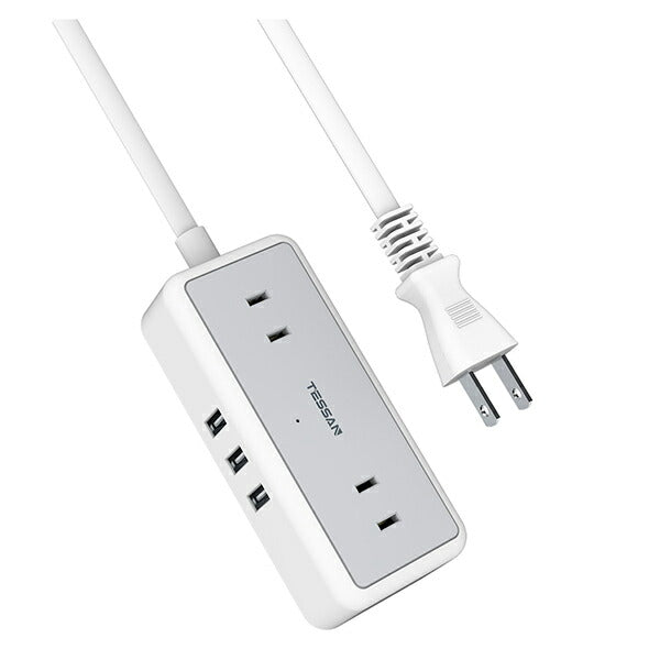 延長コード 3m 電源タップ AC 4口 USB-A 3口 TS-704-3 TESSAN