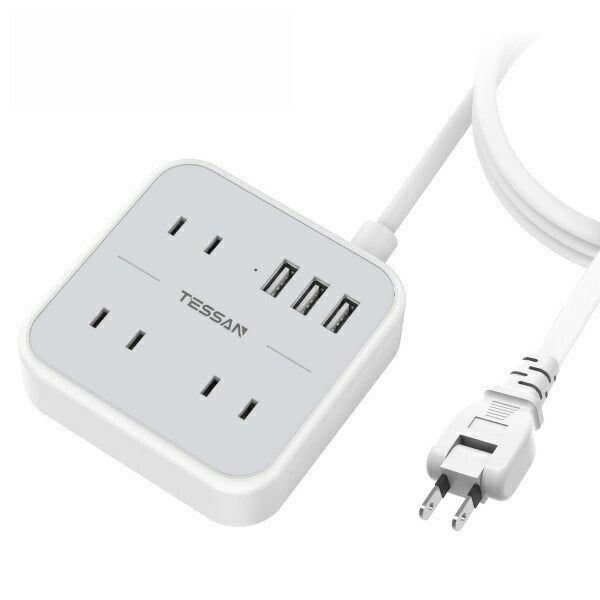 延長コード 3m 電源タップ AC 3口 USB-A 3口 TS-103 TESSAN