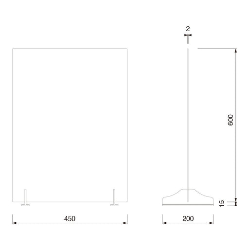 飛沫 防止アクリル 薄型テーブル仕切 W450 窓無し(代引および個人宅配送不可)
